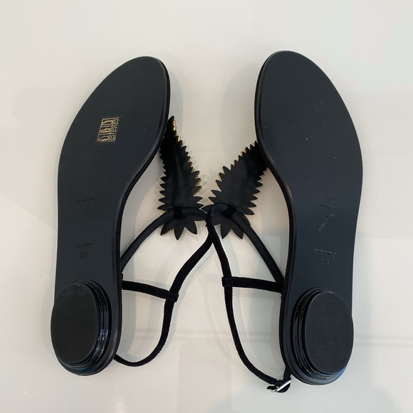 RENE CAOVILLA BLACK LEATHER SUEDE CRYSTAL PEARL SANDALS SIZE IT 38 / IT 8 - Picture 15 of 16